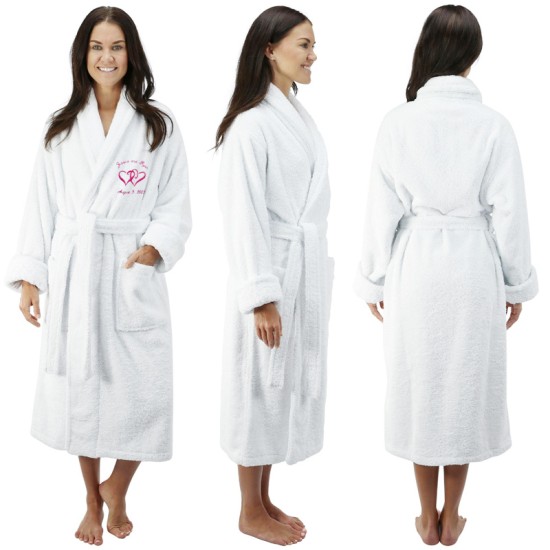 A Deluxe Terry cotton with CUSTOM HEART Embroidery bathrobe